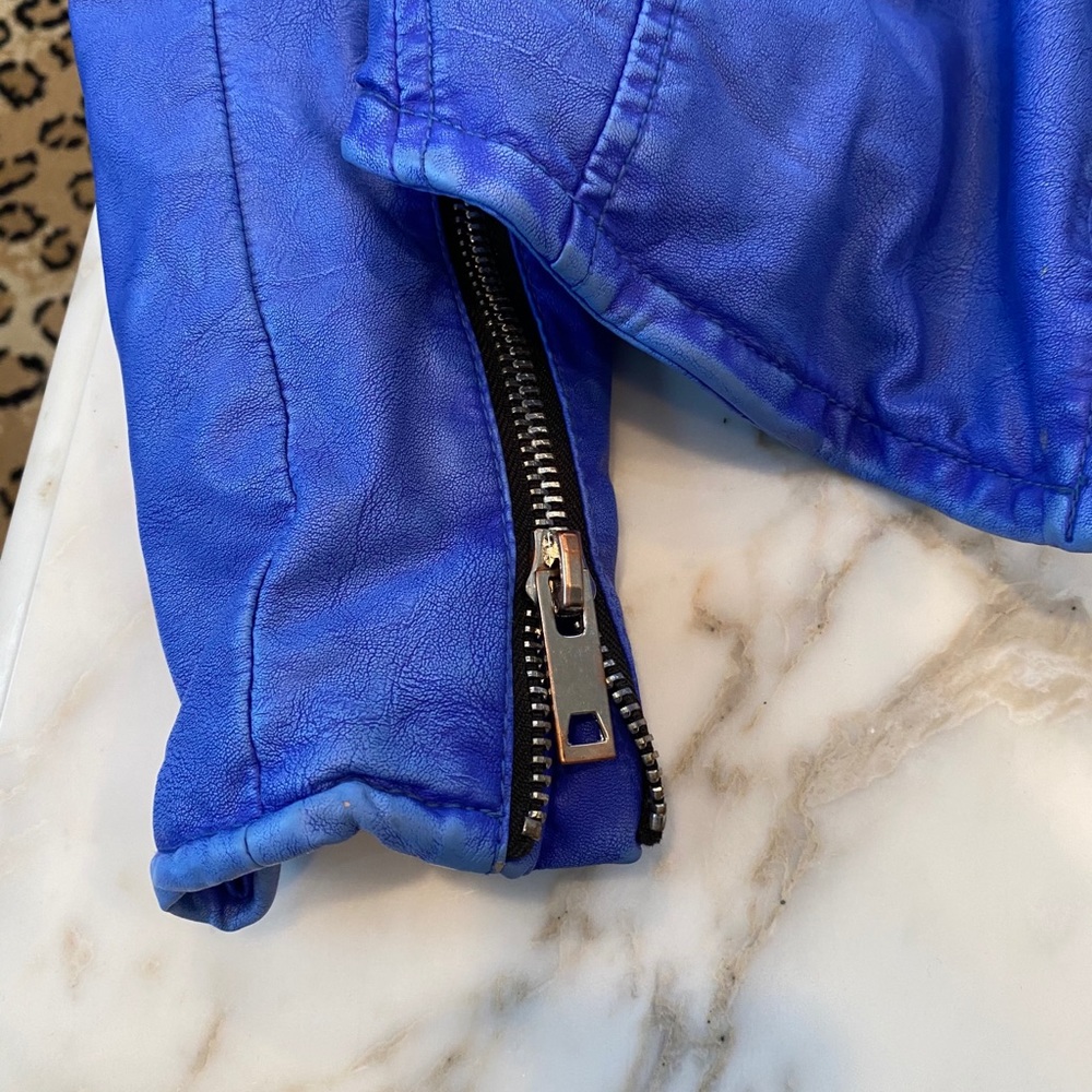 Blank NYC Electric Blue Leather Moto Jacket in medium - Picture 6 of 12